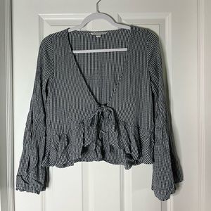 American Eagle tie front bell sleeve top